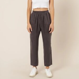 Nude Lucy Reese Cupro Pant Coal Gray XS Pockets Pull On Stretch Waist Ankle Crop